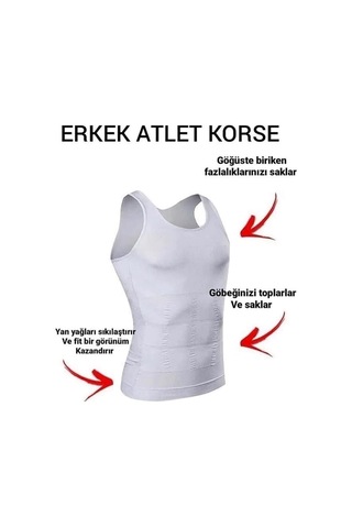 Atlet Korse Erkek Toparlayıcı Inceltici Beyaz