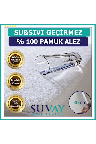 Suvay Su Sıvı Geçirmez Fitted Yatak Koruyucu Alez %100 Pamuk