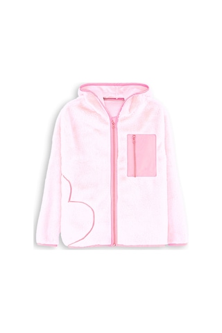 Denokids Kalp Cepli Kız Çocuk Pembe Peluş Mont Renkli
