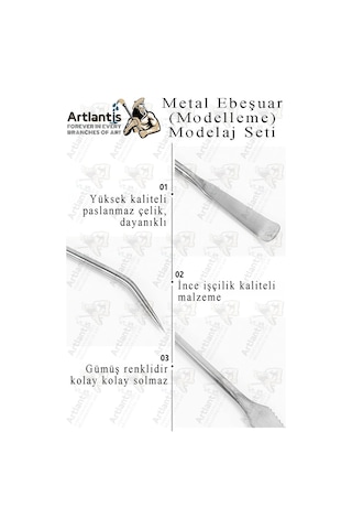 Ebeşuar Seti Metal 5 Li 18 Cm 1 Paket Çelik Modelaj Modelleme Aletleri Seramik Kil Ve Heykel Modelaj Kalemi Dip Alma