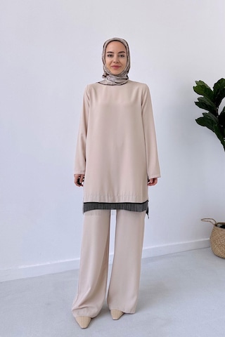 Kahijab Etek Ucu Zincir Takım - Bej