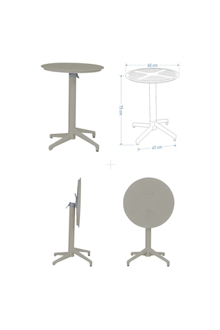 Vilinze Tilia Plastik Bahçe Balkon Bistro Seti Katlanır Masa 60 60 Cm 1+4 Set Tilia-bej-eames4-myeşili-bej Diğer