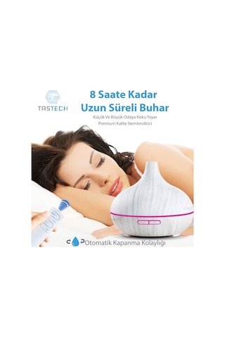 Aroma Terapi Oda Hava Nemlendirici 550ml Ultrasonik Buhar Makinesi Ahşap Görünüm 7 Renk Led Işıklı