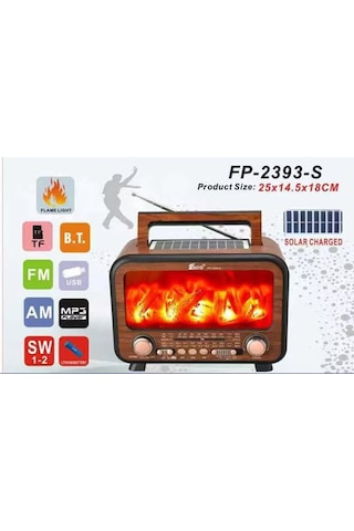 Fp-2393 Şömine Efektli Retro Bluetooth-usb-sd-fm Şarjlı/ Ledli Nostaljik Radyo Hoparlör