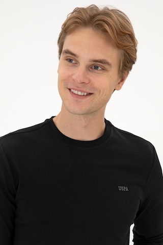 U.S. Polo Assn. Erkek Slim Fit Bisiklet Yaka Siyah Süprem Basic Sweatshirt 50313744-VR046