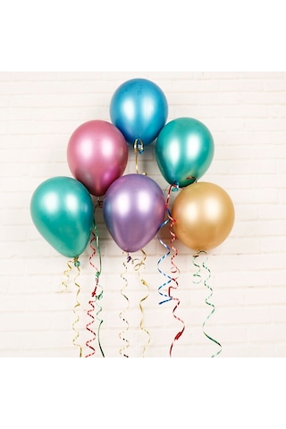 Metalik Parlak Krom Balon. 5 Adet - Çok Renkli
