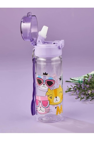 Meow Suluk 500 Ml - Çocuk Suluk, Matara, Pipetli Suluk, Askılı Suluk Kedili Suluk Miyav Suluk