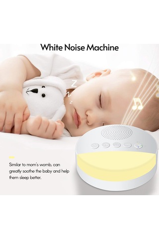 Geekyou Yetişkin Ve Bebek Uyku Alıcı Cihazı - 6 Ses Efekti, Yumuşak Işık, Zamanlayıcı Ve Dahili Pil Beyaz Ve Gri