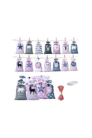 Saten Drawstring Noel Advent Takvimler Çanta - Çocuk Sarma Atıştırmalık Keseleri Çok Renkli Standart