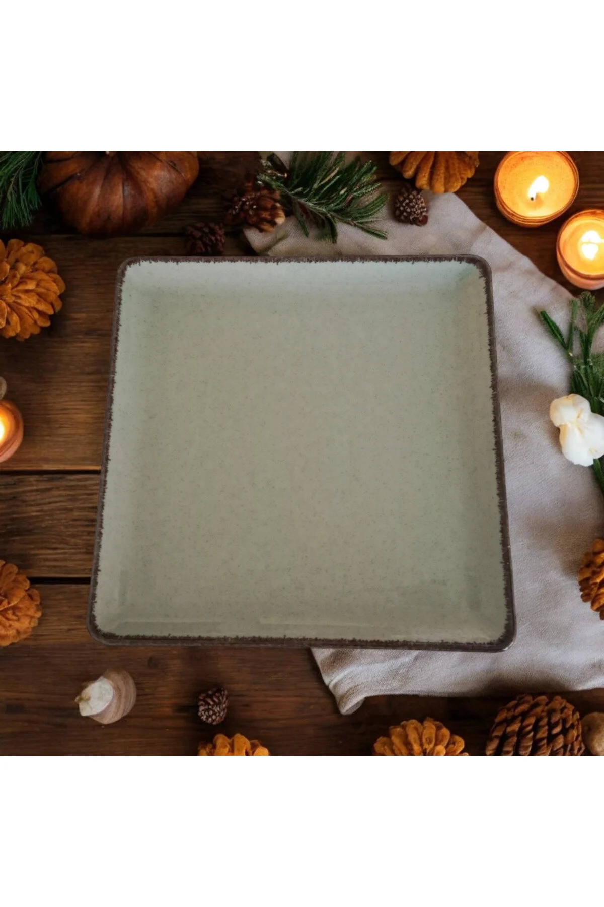 Moderna 25 Cm Kare Kayık Servis Sunum Kahvaltı Tabağı Yeşil