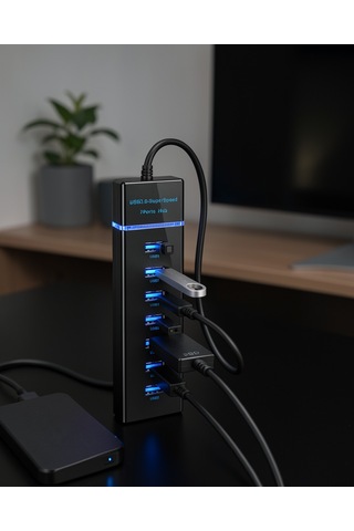 7 Girişli Usb 3.0 Hub 5gbps Led Göstergeli Uczzokm307-3