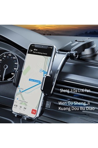 Primepickings Black 360 Derece Dönebilen Emiş Kupalı Telefon Tutucu Dayanıklı Abs Malzeme Güvenli Bağlantı