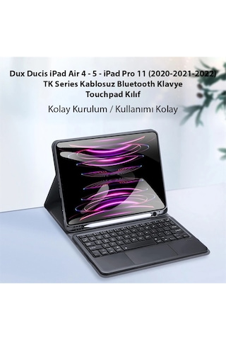 Dux Ducis İpad Air 4 / 5 / İpad Pro 11 2020/2021/2022 Tk Series Kablosuz Bluetooth Klavye Touchpad- 5775 Çok Renkli