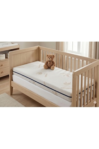 10cm Süngerli Bebek Çocuk Beşik Yatağı Bambu 70x130 Yıkanabilir Kılıflı Park Yatak Oyun Parkı 70 x 120 CM