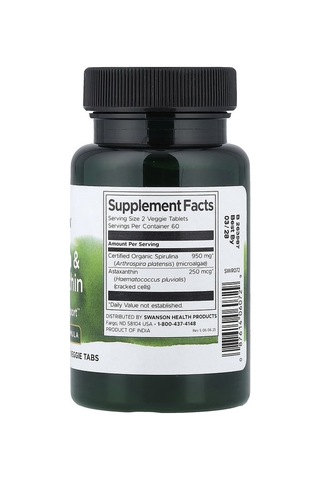 Takviye Swanson Vitamins, Spirulina & Astaxanthin, 120 Veggie Tabs