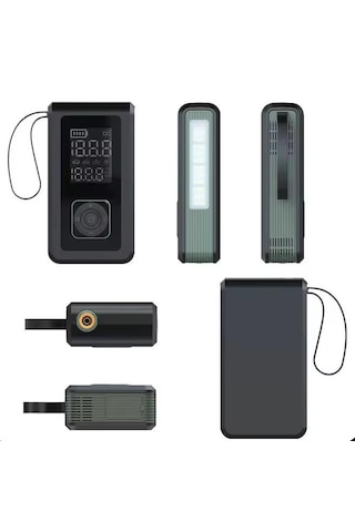 Taşınabilir 4'ü 1 Arada Akü Takviye Cihazı Kompresör, Powerbank