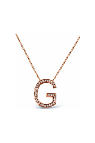 925 Ayar Gümüş Rose G Harfi Kolye - 23089701 Rose Gold