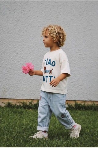 Poala Kids Ciago Tutti Dog Tshirt Bej