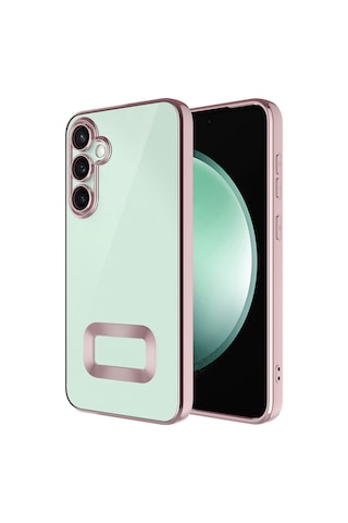 Thegencoo Samsung Uyumlu Galaxy S25 Fe Kılıf Kamera Korumalı Logo Gösteren Zore Omega Kapak - Rose Gold
