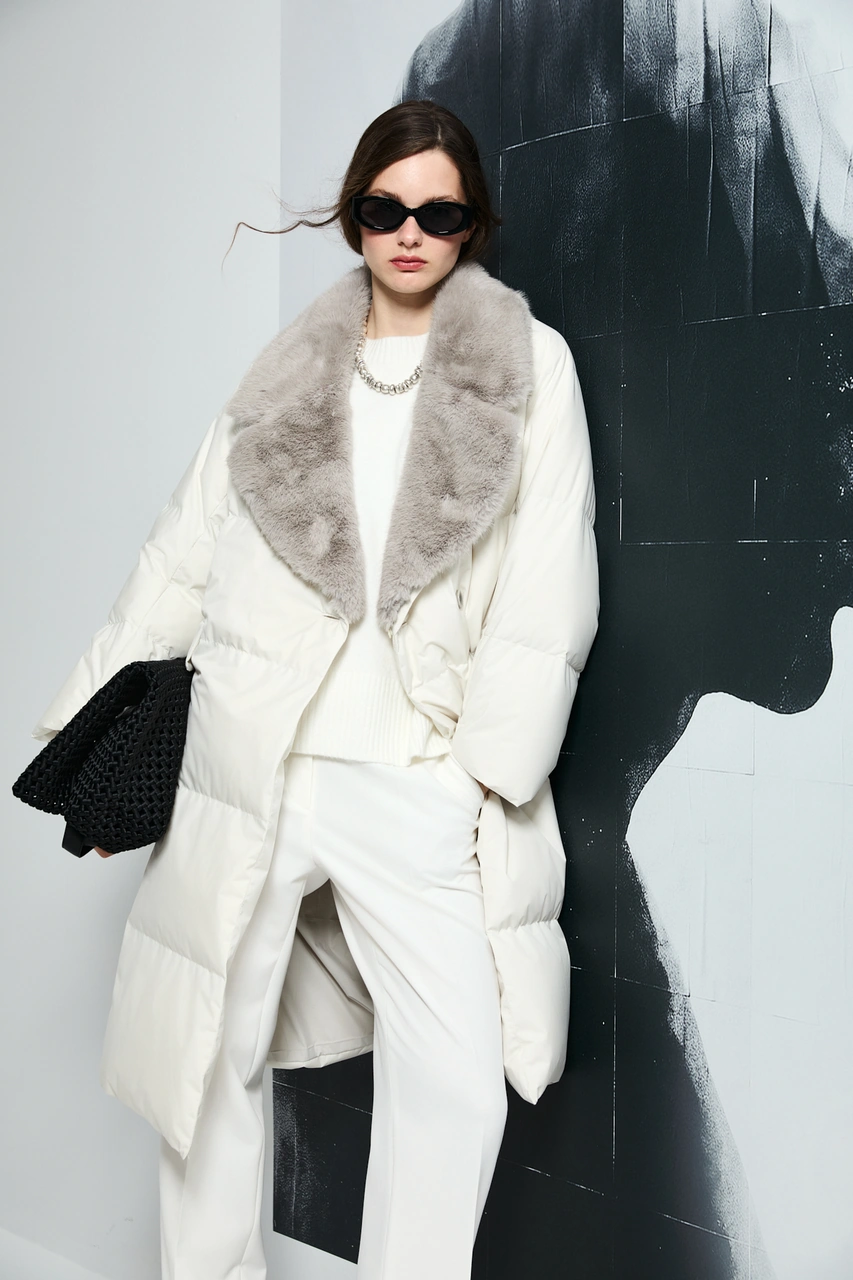 Lufian Hermes Kaz Tüyü Kadın Mont Taş Taş 122120048100190 Taş