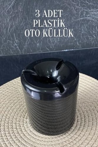 3 Adet Xl Koku Yapmaz Dumansız Siyah Plastik Küllük Oto Kül Tablası Araç İçi Kül Tabağı