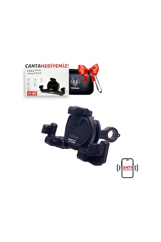 Ct-m17 Telefon Tutucu Titreşim Özellikli Motosiklet Gidon Yatay Kullanım Su Geçirmez Üniversal Siyah