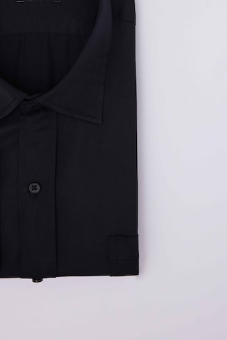 Tudors Büyük Beden Uzun Kollu Saten Erkek Siyah Gömlek-31285-siyah