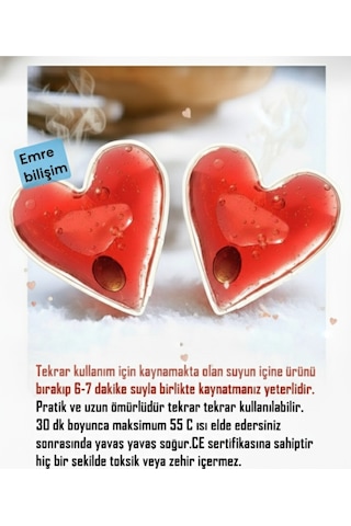 Isıtıcı Jel Cep Sobası Boy 9cm En 8cm Kalp Şekilli El Cep Isıtma Pratik Soğuk Kış Günlerinde 3 Adet