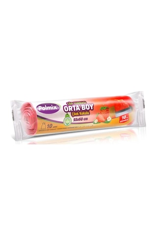 Polmix Çilek Kokulu Büyük Boy Çöp Torbası 10'lu Kırmızı 65 x 70 CM