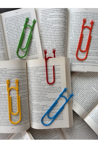 5 Adet El Sallayan Kitap Ayracı Ataç Klips 5 Renk Sert Plastik 12.5 Cm