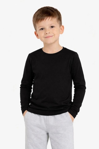 Wear Vexel Erkek Çocuk Basic Uzun Kollu Tişört Okul Günlük Rahat T-shirt - Siyah Çok Renkli