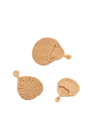 3'lü Set Asma Sepet, Meyve Ve Sebze Saklama İçin Kahverengi