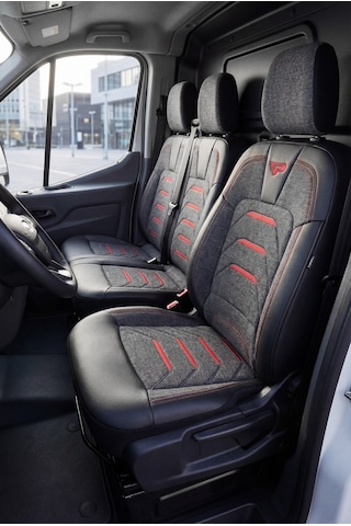 Füme - Kırmızı Panda Bodrum Serisi Ford Transit 2014+ Araca Özel Keten Ticari Oto Koltuk Kılıfı