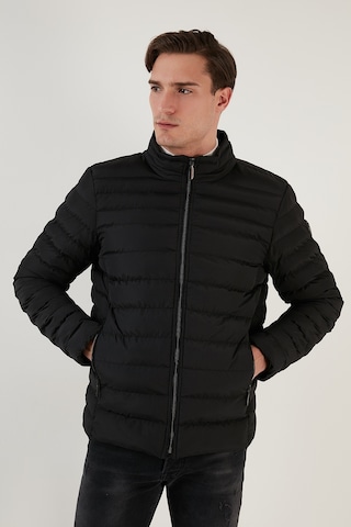 Buratti Dik Yaka Fermuarlı Cepli Slim Fit Şişme Erkek Mont 649002 Siyah