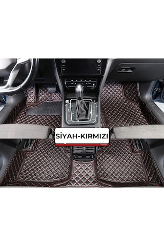 Renault Reno Latitude Siyah Üzeri Kırmızı Dikiş 8d Diamond Kaymaz Deri Oto Paspas