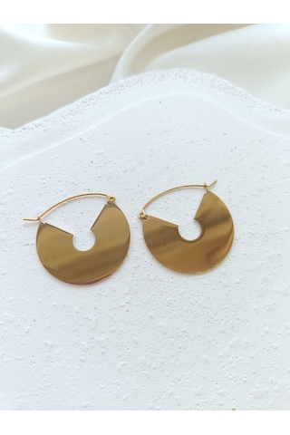 Çelik Plaka Küpe Altın