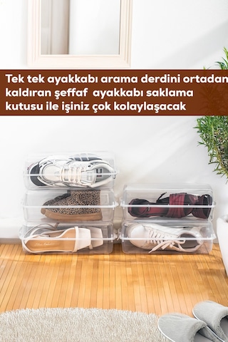 Porsima 20 Adet Erkek Kadın Ve Çocuk Ayakkabı Saklama Kutusu - Şeffaf Pratik Ayakkabı Kabı Düzenleyici Saklama Seti