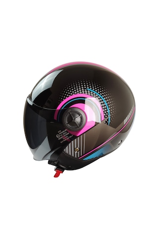 Mts Fx-101 Çenesiz Açık Kask Parlak Pembe - Siyah
