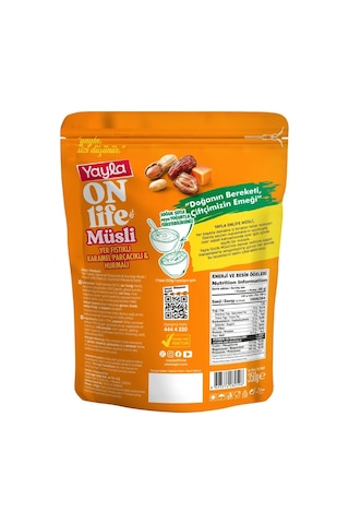 Yayla Onlife Yer Fıstıklı Karamel Parçacıklı Ve Hurmalı Müsli 350 G X5