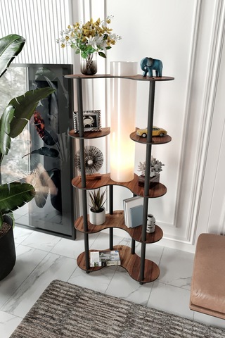 Mariposa Lambader Raflı Kitaplık Ceviz Ceviz