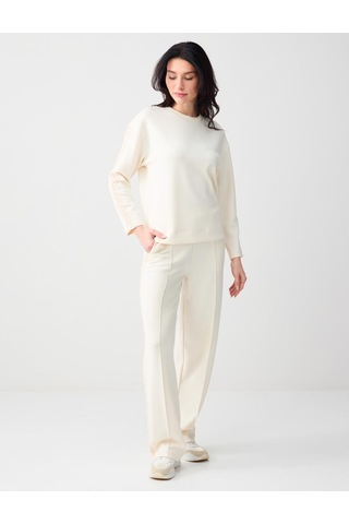 Jimmy Key Jimmy Key Ekru Normal Bel Normal Paça Uzun Örme Jogger Pantolon 6sw115633114