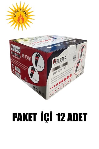 9 Parça Düz Alyan Takımı Uzun Boy 180mm Allen Seti El Toro