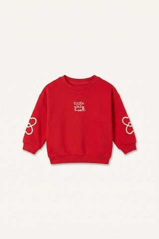 Defacto Bisiklet Yaka Baskılı Kalın Sweatshirt Kumaşı Sweatshirt Kız Bebek I0896a526aurd70 Kırmızı-rd70