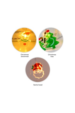 Hfambition Noel Aydınlatması Santa Kafa-ağaç-kardan Adam Figürlü 3m 20 Led Işıklı Flaşlı Plastik Zincir Lambası Pil Dahil Değil