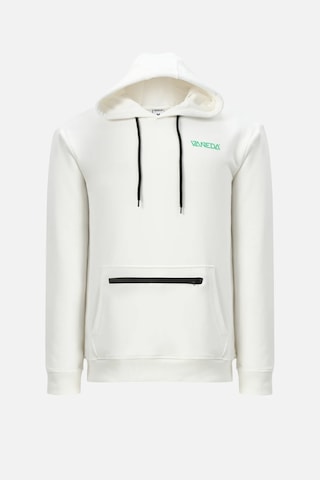 Oversızed Fıt Kapusonlu Ve Sırt Baskılı Sweatshırt Beyaz