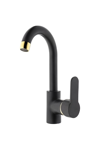 Gms Zirve Banyo + Eviye + Lavabo Batarya Seti Altın - Siyah Siyah - Altın