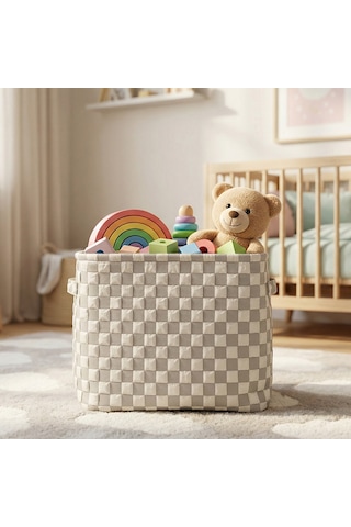 Koçtaş Monogrom Sepet 40x30x33,5 Cm Bej Gri