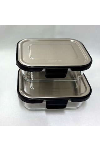 Cooker Ckr3487 Cam Saklama Kabı 640 Ml Siyah 2 Adet Siyah