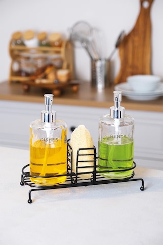 Finehome Nova Standlı 2'li Sıvı Sabunluk Siyah