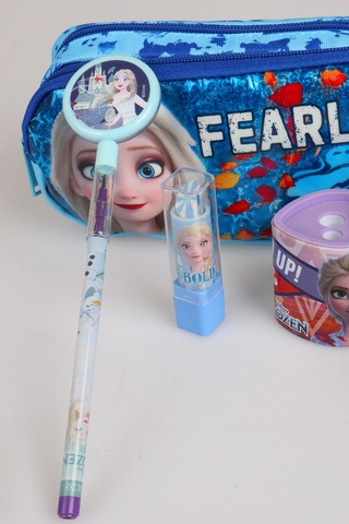 X Dekomus Fearless Collection Lisanslı Elsa Frozen Kırtasiye Seti Kalem Çantası,ruj Silgi,kalemtraş,kalem Altın